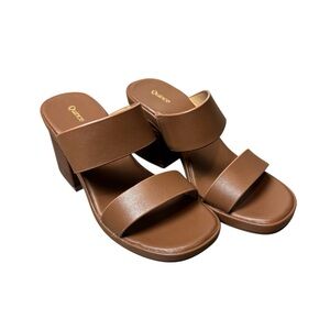 Quince Leather Double Band Block Heel Sandal